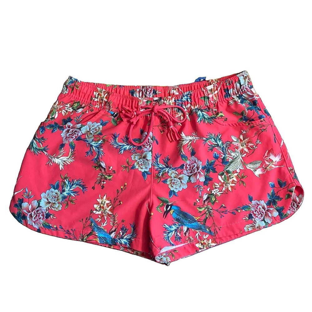 Johnny Was Floral Tropical Board Shorts Sz S Coral Swim Trunks Beach Resort